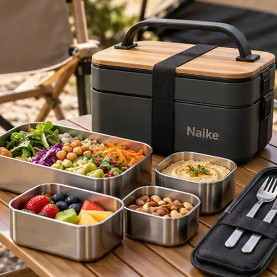 Camp Table Bento Kit illustrating map the product components for food contact compliance