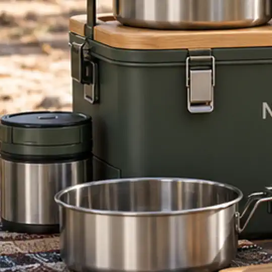 Compact Camp Kitchen Set illustrating release the golden sample for OEM lunch box sample