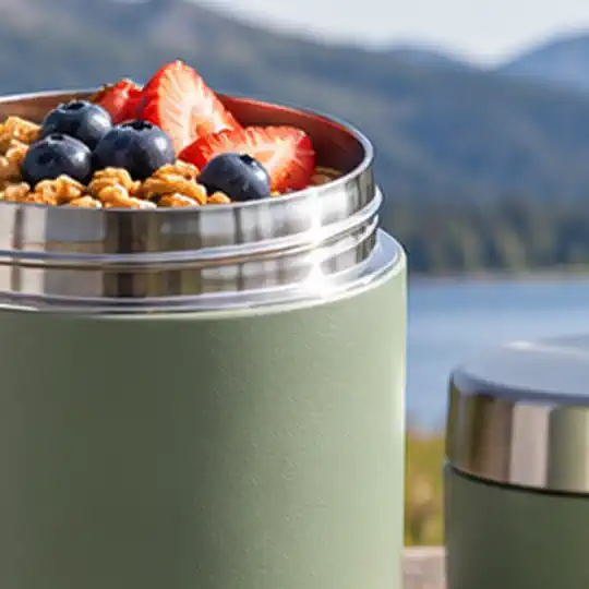 Breakfast Jar Container illustrating test intended use for stainless steel lunch box