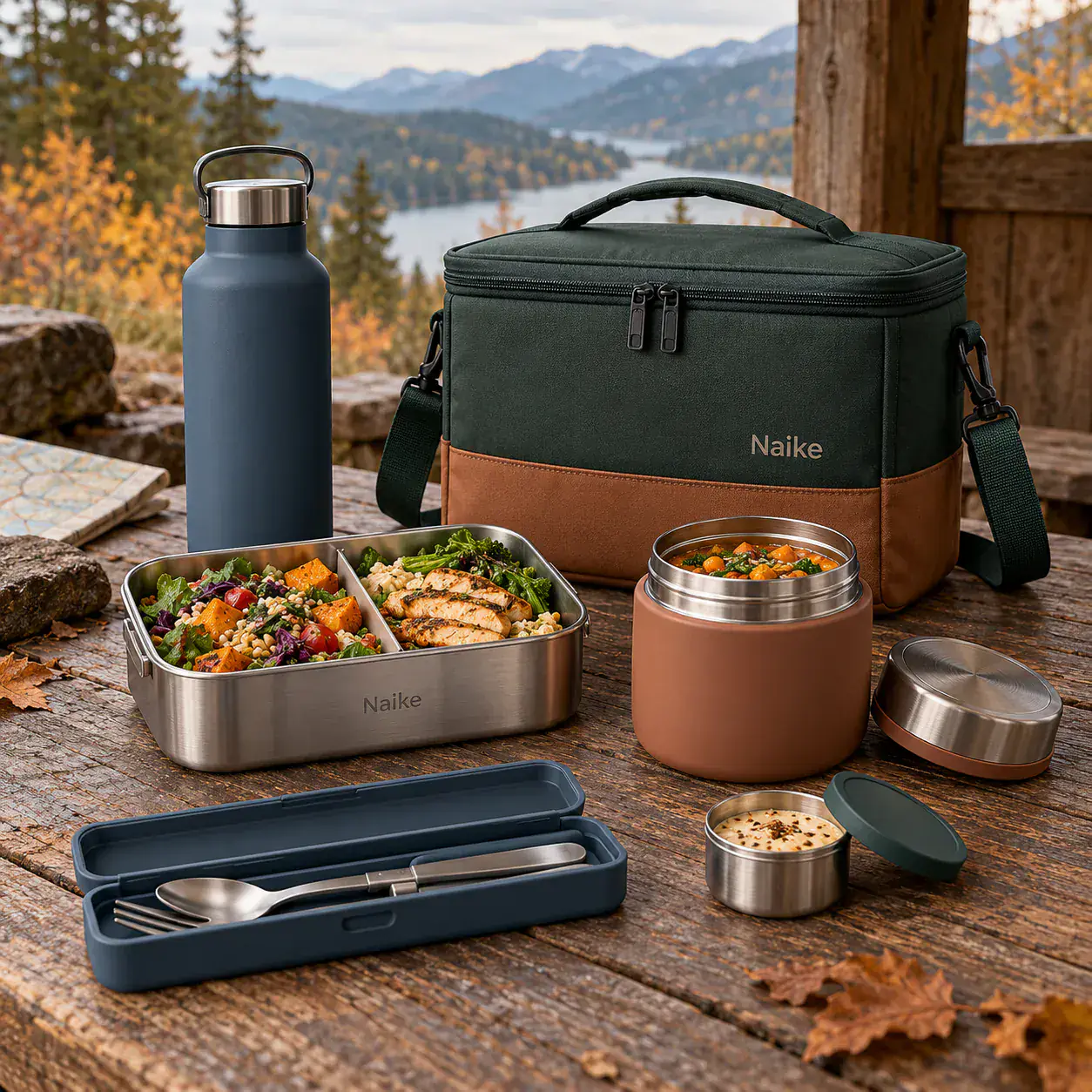 Hot and cold field meal system with coordinated containers