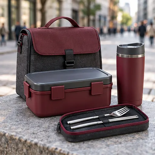 Custom Modern Professional Satchel Lunch Box Set for Client-Facing Workdays product view