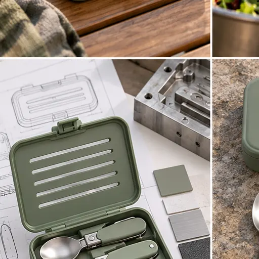 Custom Ergonomic Silicone-Grip Folding Cutlery Set for Active Travel Custom Ergonomic Silicone-Grip Folding Cutlery Set for Active Travel Built Around Its Use Case product detail