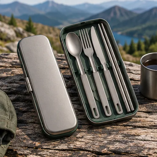 Custom Premium Lightweight Titanium Nesting Flatware Set for Trail Dining product view