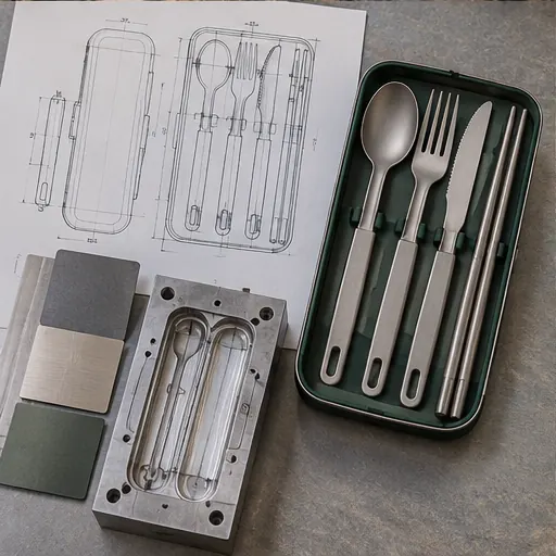 Custom Premium Lightweight Titanium Nesting Flatware Set for Trail Dining Stable Carry For Active Outdoor Use product detail