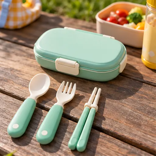 Custom Safe Rounded Kids Portable Cutlery Set for School Lunches product view