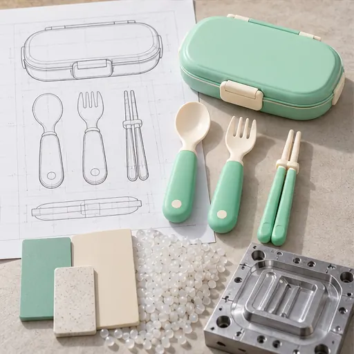 Custom Safe Rounded Kids Portable Cutlery Set for School Lunches Easy-Access Details For Younger Users product detail