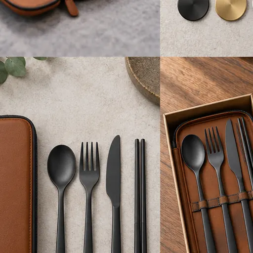 Wholesale Elegant PVD Office Flatware Folio Set for Corporate Dining Portable storage product detail