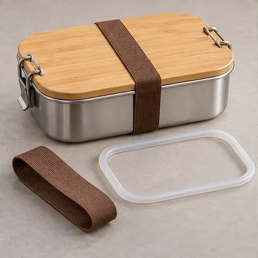 Custom Natural Bamboo-Look Steel Bento Lunch Box for Premium Picnics Seal integrity product detail