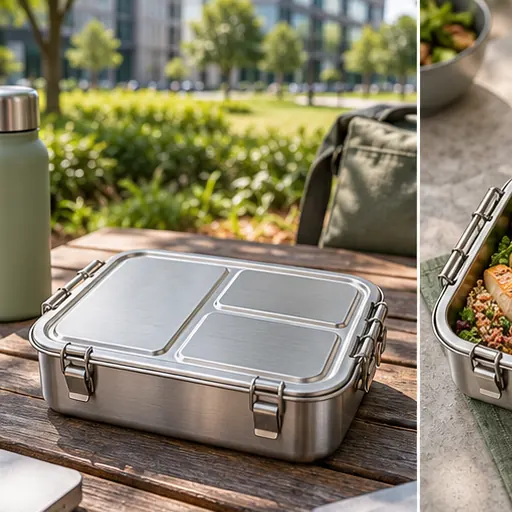 Custom Premium Tri-Lock Stainless Bento Lunch Box for Outdoor Meals product view