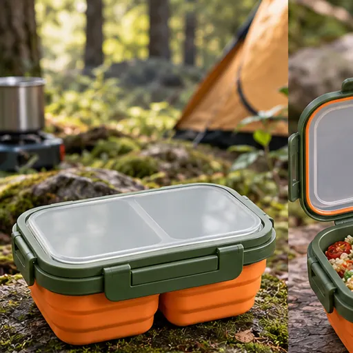 OEM Space-Saving Collapsible Trail Bento Lunch Box for Camping product photography