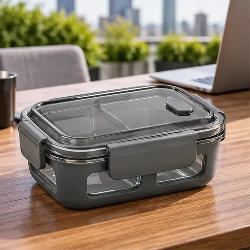 Private Label Refined Glass-Frame Divided Lunch Box for Office Dining product photography