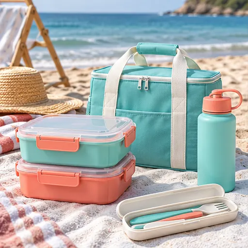 Private Label Professional Insulated Beach-Day Lunch Box Set for Coastal Picnics product view