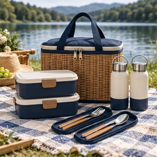 Custom Premium Coordinated Lakeside Duo Lunch Box Set for Two-Person Lake Picnics product view