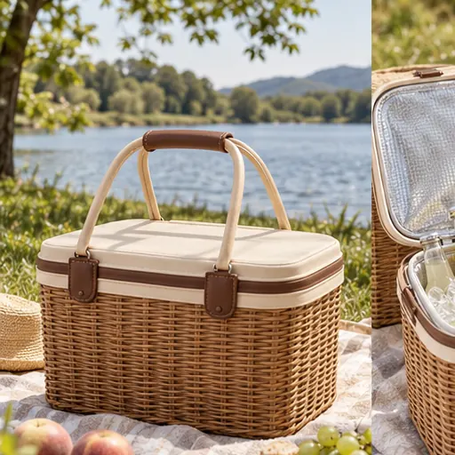 Made-to-Order Refined Wicker-Look Picnic Tote for Outdoor Brunches product view