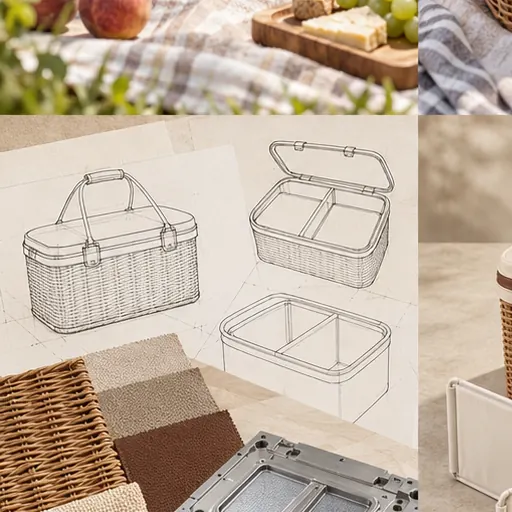 Made-to-Order Refined Wicker-Look Picnic Tote for Outdoor Brunches A Coordinated Set For Outdoor Dining product detail