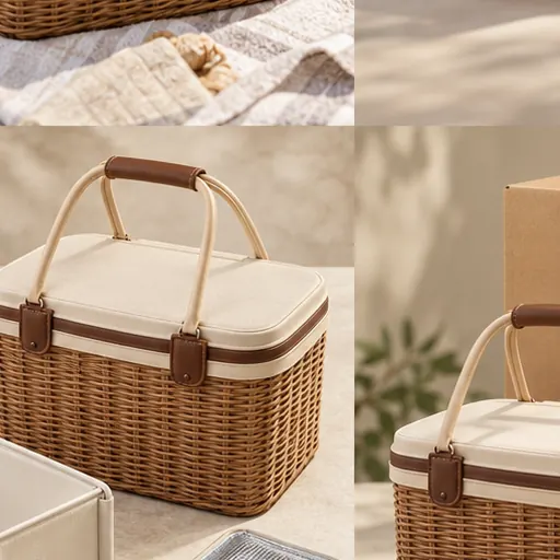 Made-to-Order Refined Wicker-Look Picnic Tote for Outdoor Brunches Loaded carry product detail