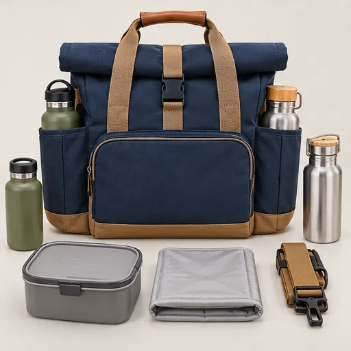 Private Label Flexible Roll-Top Picnic Lunch Bag for Day Trips Loaded carry product detail