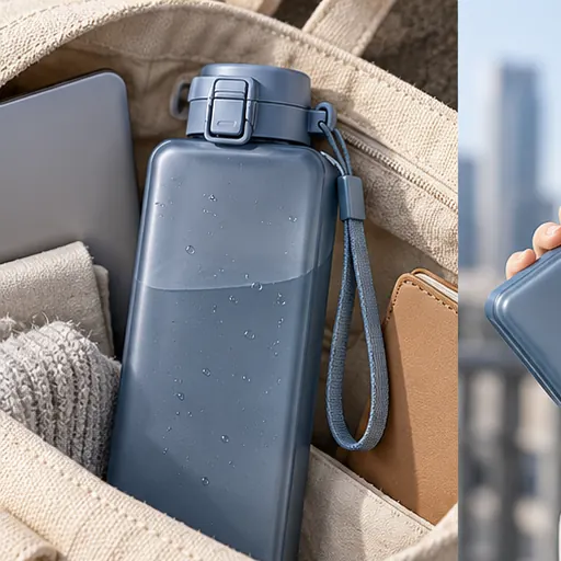 Custom Slim Flat-Pocket Water Bottle for Compact Commuter Sets product view