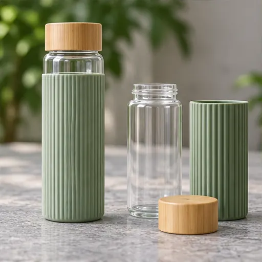 OEM Refined Glass-Sleeve Water Bottle for Office Lunch Sets Leak-control boundary product detail