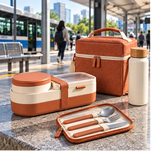 Custom Reliable Dual-Temperature Cube Lunch Box Set for Extended Workdays product view