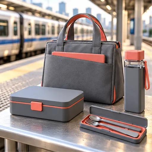 Brand-Ready Streamlined Laptop-Tote Slim Lunch Box Set for Tech Commuting product view