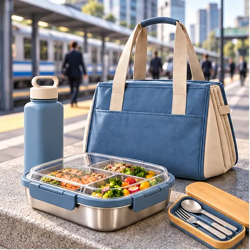 Custom Modern Expandable Steel-Tray Lunch Box Set for Long Office Days product view