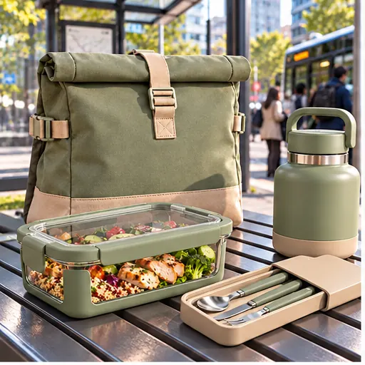 Wholesale Versatile Roll-Top Glass Lunch Box Set for Flexible Office Days product view