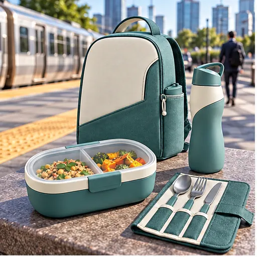 Made-to-Order Refined Backpack Oval Lunch Box Set for Hybrid Workdays product view
