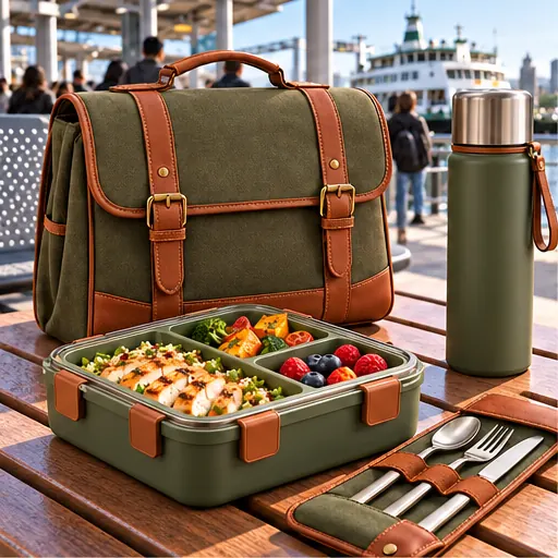 Brand-Ready Distinctive Satchel Square Lunch Box Set for Professional Travel product view