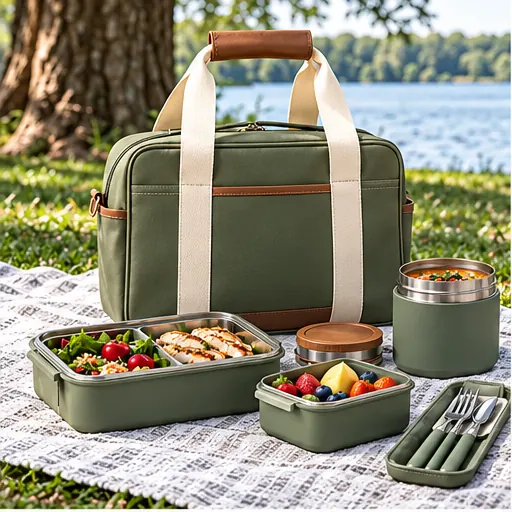 Custom Reliable Compact Tote Lunch Box Set for Lightweight Day Trips product view