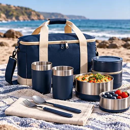 Custom Modern Couples Coordinated Lunch Box Set for Two-Person Picnics product view