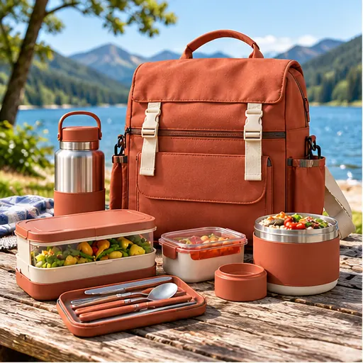 Made-to-Order Space-Saving Festival Carry Lunch Box Set for Outdoor Events product view