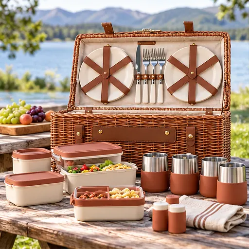 Wholesale Contemporary Four-Place Lunch Box Set for Family And Group Picnics product view