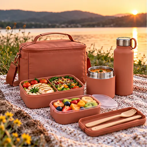 OEM Practical Sunset Bento Lunch Box Set for Evening Outdoor Meals product view