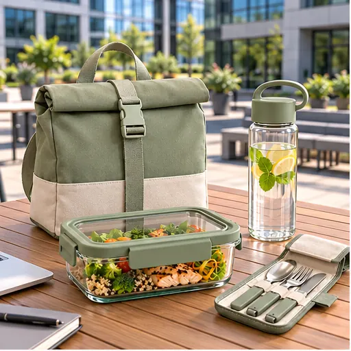 Wholesale Versatile Coworking Roll-Top Lunch Box Set for Flexible Workspaces product view