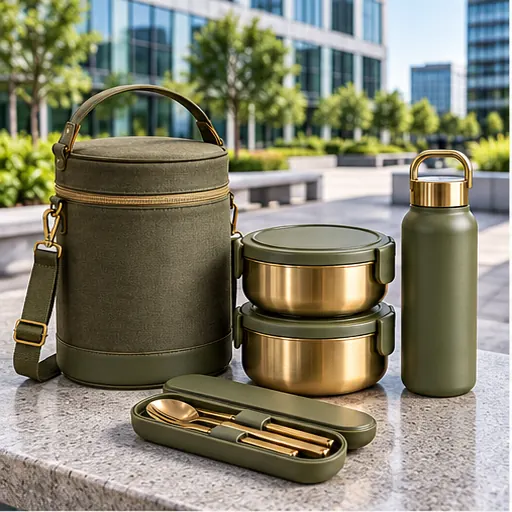 Private Label Professional Desk-Drawer Flat Lunch Box Set for Compact Workstations product view
