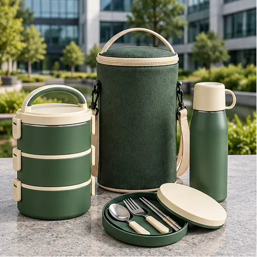 OEM Purpose-Built Vertical Tiffin Lunch Box Set for Quiet Work Zones product view