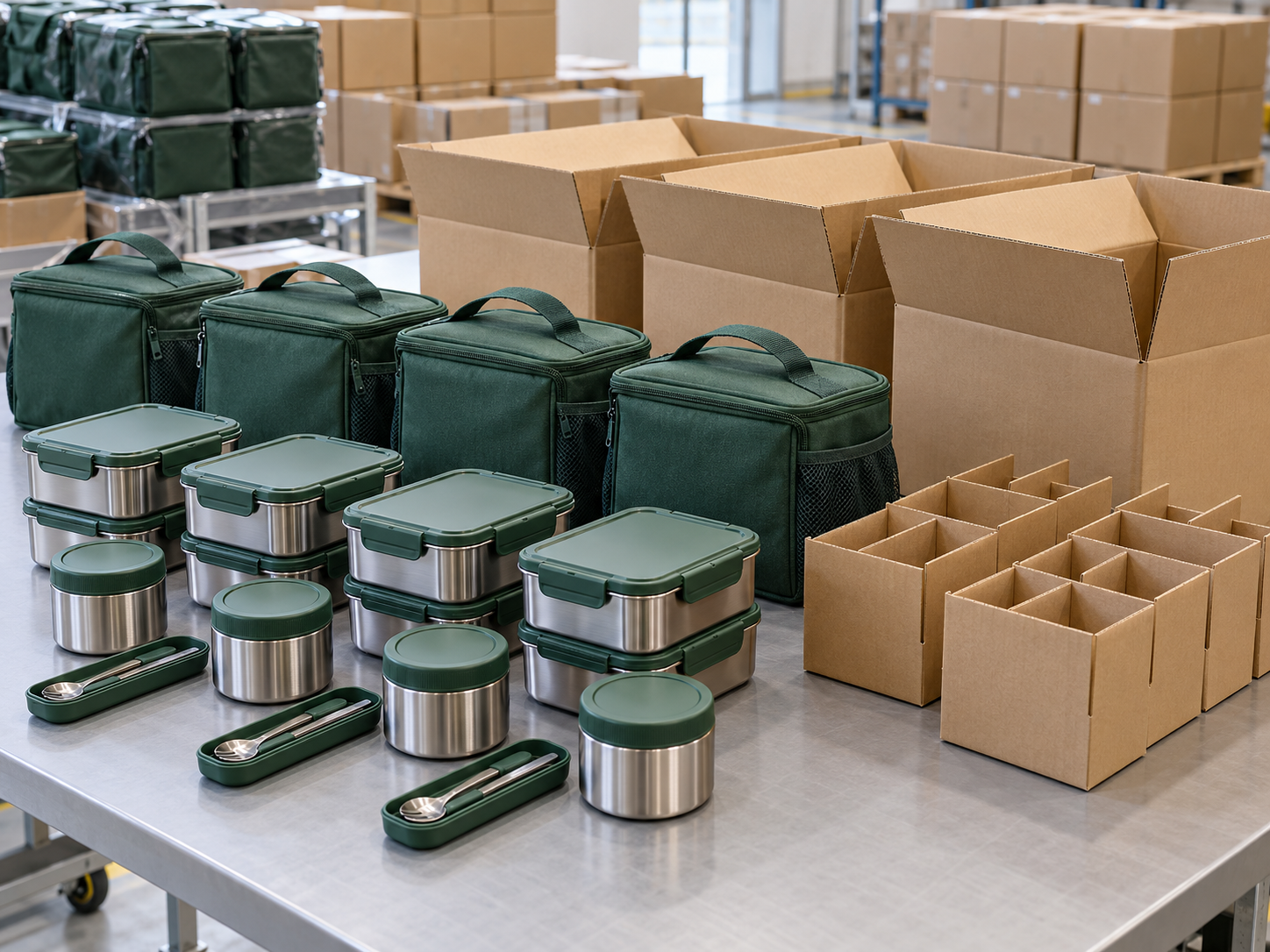 Illustrative final pack-out verification for coordinated outdoor lunch sets
