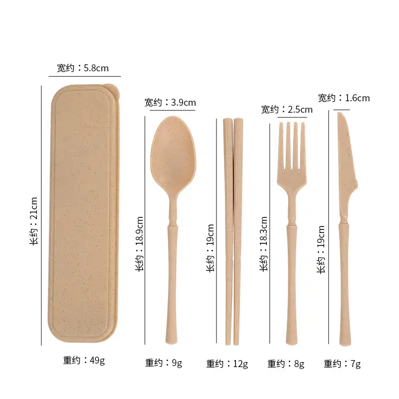 Wheat Straw Composite Vertical Grain Portable Cutlery Set construction and performance-test reference