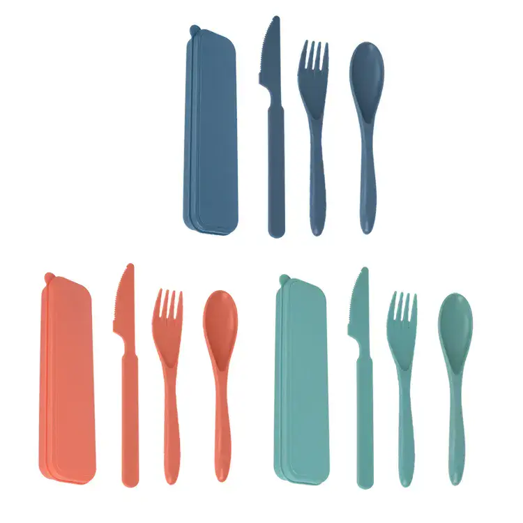 Wheat Straw Composite Portable Cutlery Set — Lightweight Carry Set-piece count product detail