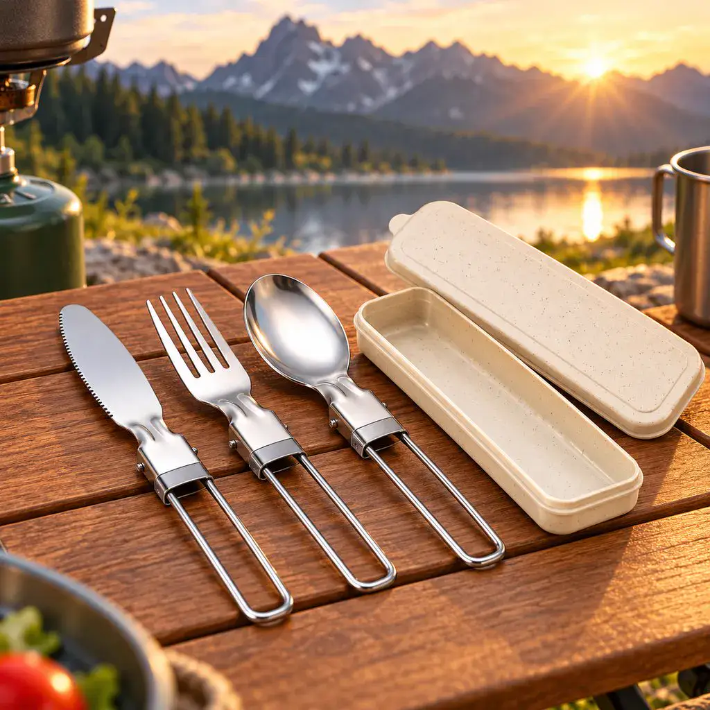 304 Stainless Steel Folding Portable Cutlery Set product view