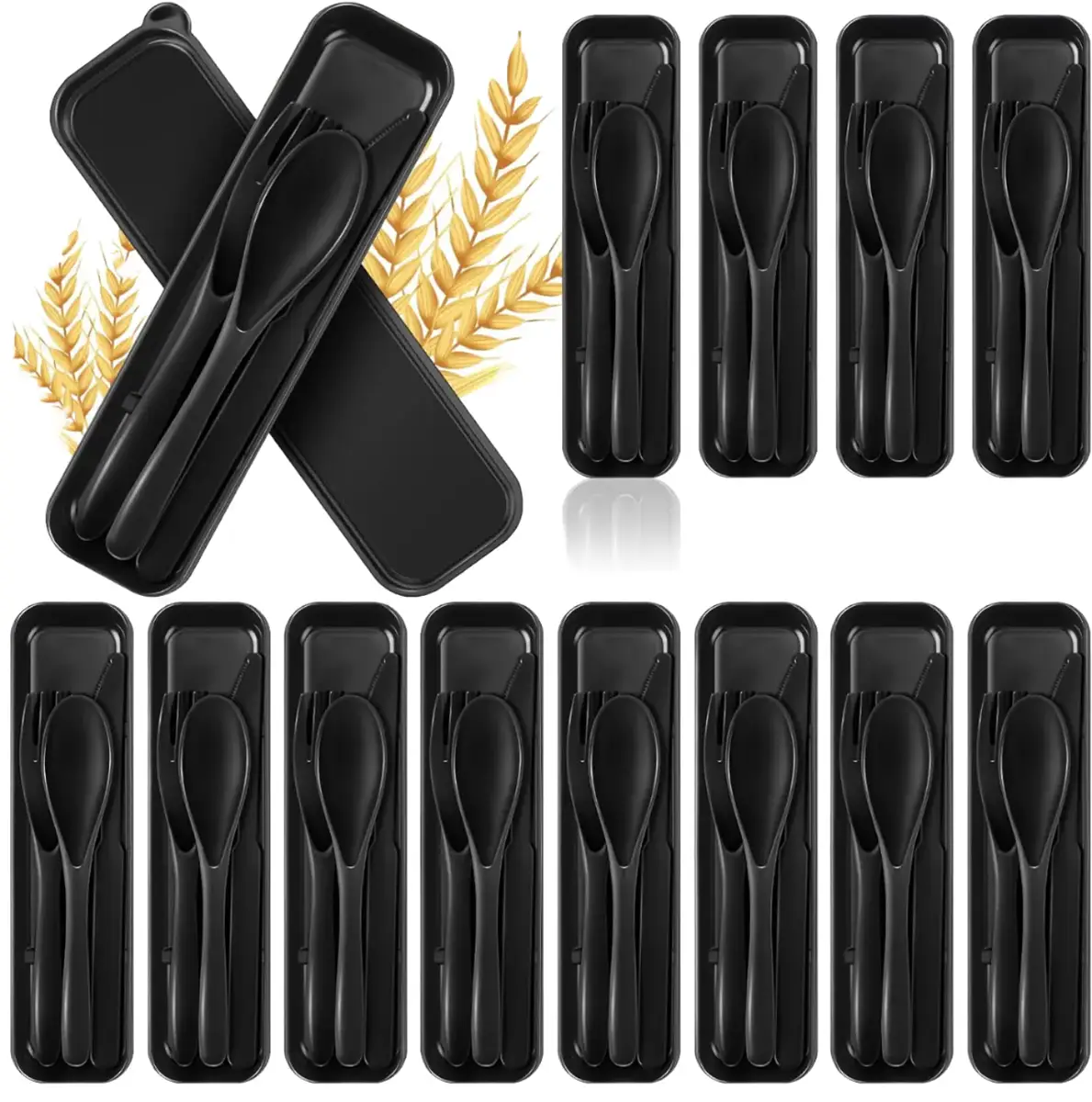 Wheat Straw Composite Portable Cutlery Set — Family Outings product view
