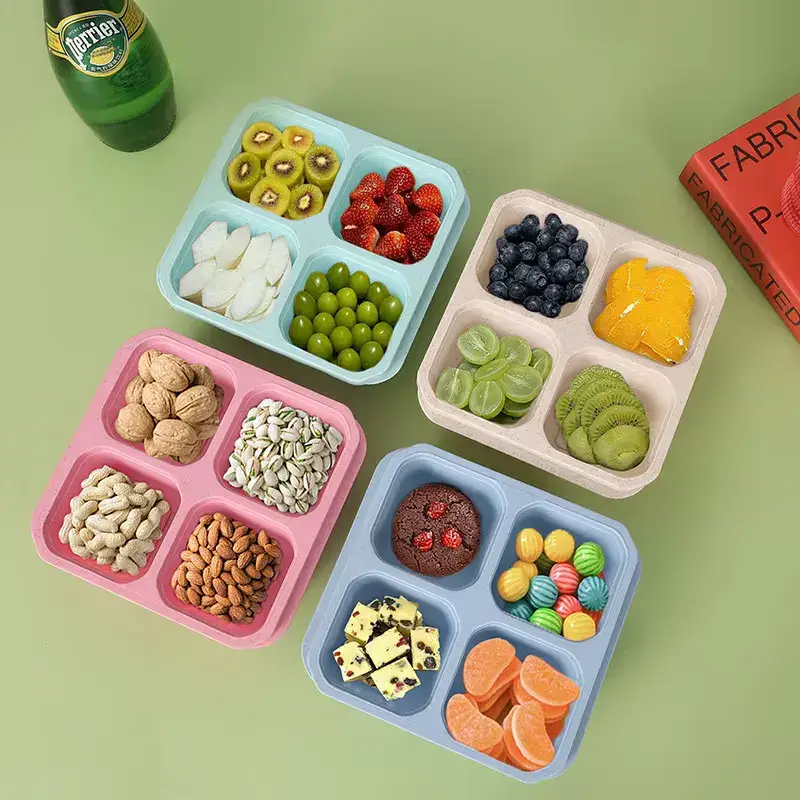 Wheat Straw Composite 4 Compartments Lunch Box Wheat Straw Composite 4 Compartments Lunch Box Built Around Its Use Case product detail