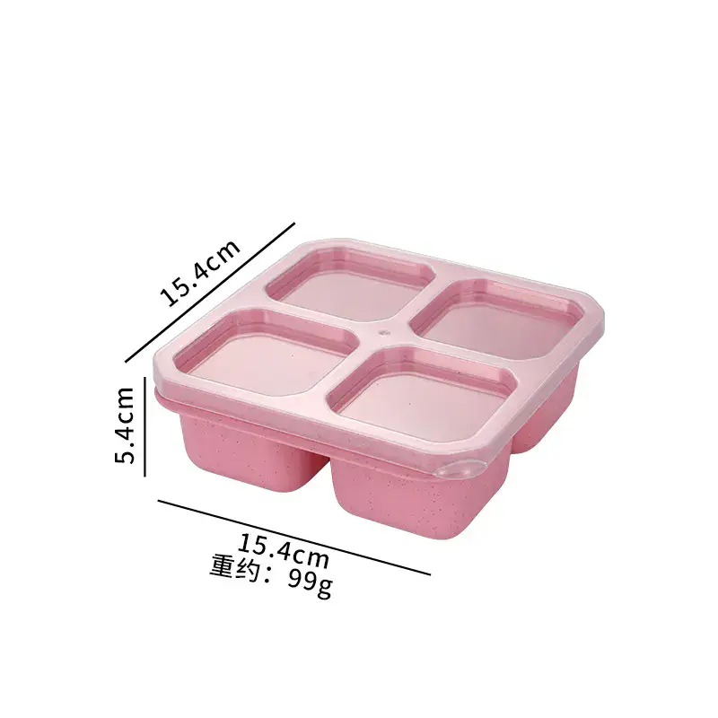 Wheat Straw Composite 4 Compartments Lunch Box Capacity and compartment check product detail