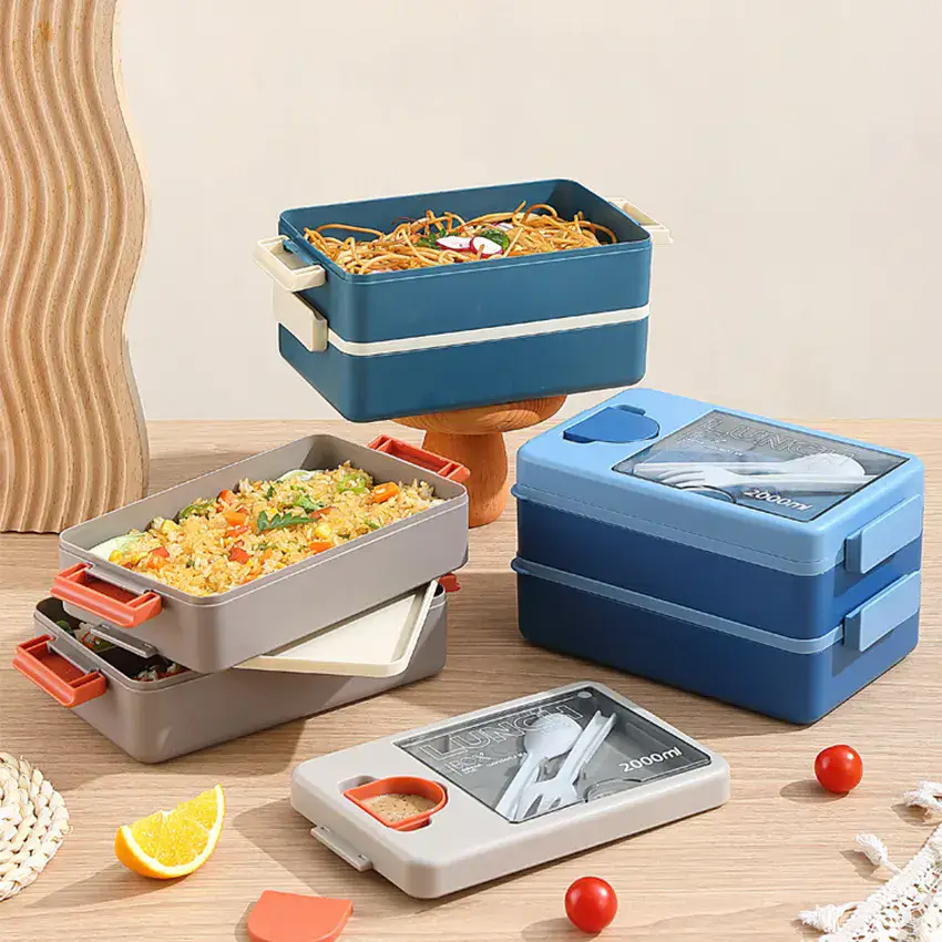 2000ML Double-Tier Lunch Box A Modular Format That Packs Together product detail