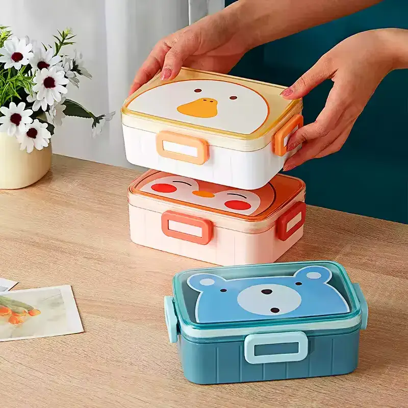 PLA Cartoon Portable Lunch Box Capacity and compartment check product detail