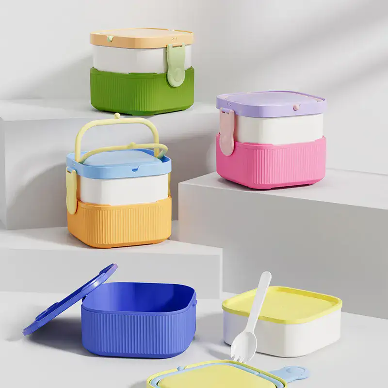PLA Double-Tier Square Lunch Box product photography