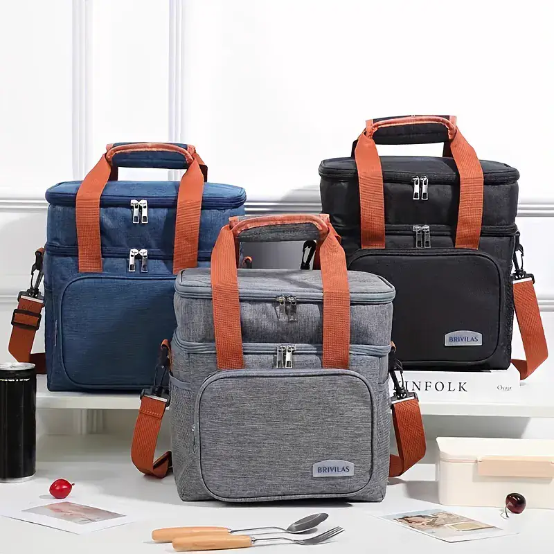 Insulated Portable Double-Tier Picnic Or Lunch Bag product view