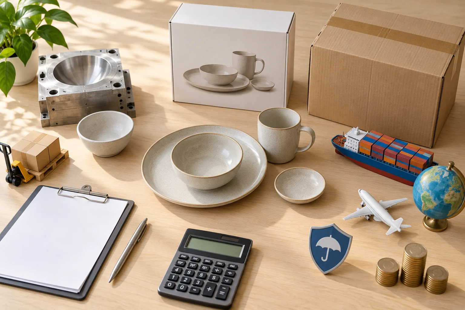 Cost inputs for a custom meal set program Meal set components, tooling sample, retail box and export carton arranged as cost inputs