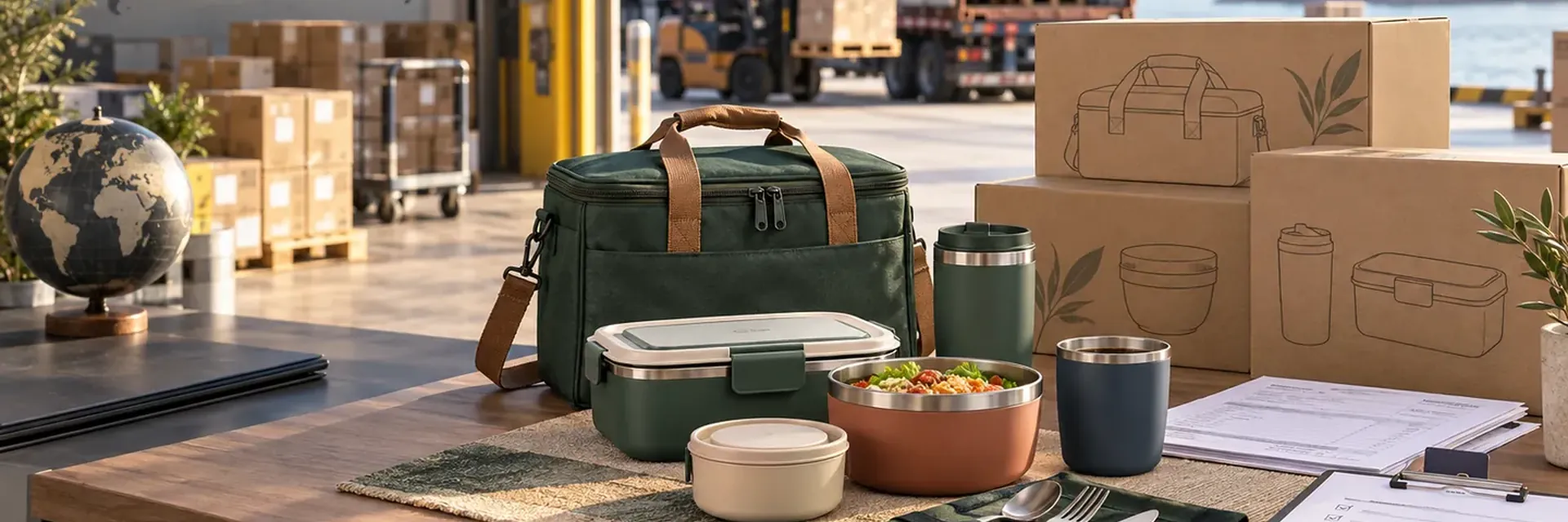 Portable dining products packed for export